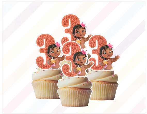 3rd Birthday Baby Moana Cupcake Topperscakepop Etsy 3rd Birthday Baby Moana Cupcake Topperscakepop Etsy
