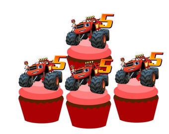 5th Birthday Blaze cupcake toppers