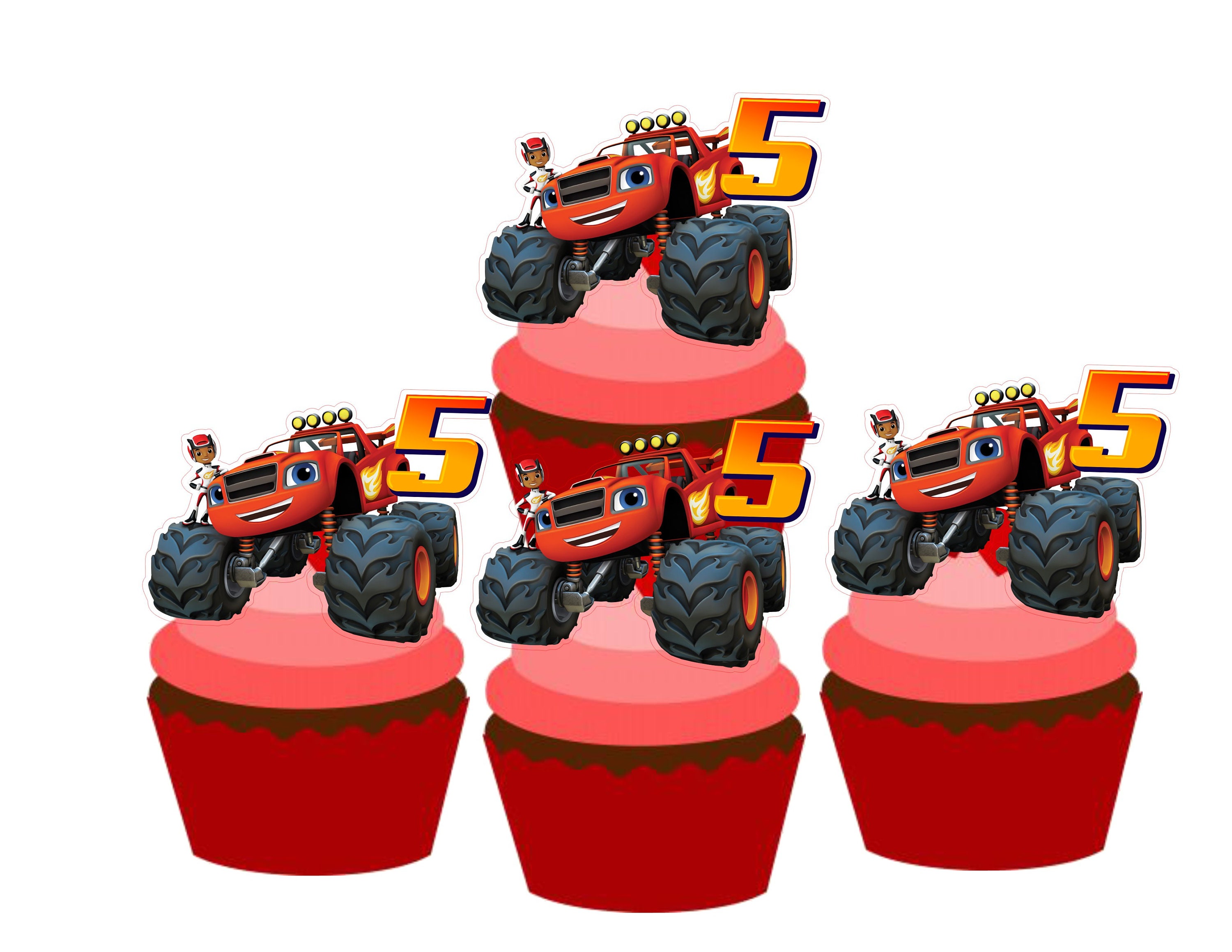 5th Birthday Blaze Cupcake Toppers - Etsy