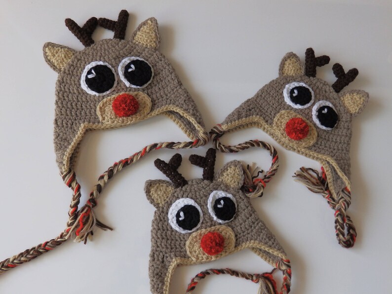 Crochet Pattern PDF Rudolph the Reindeer Hat, Baby, Toddler, Child ...