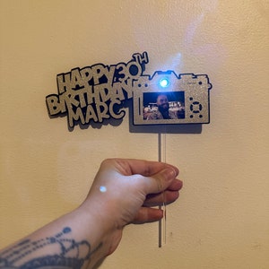 Light up Camera Cake Topper with photo