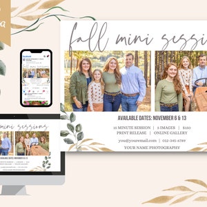Fall Mini Session Template | Mini Session Template | Fall Minis Template | Photography Template | Photographer Template | Canva Template