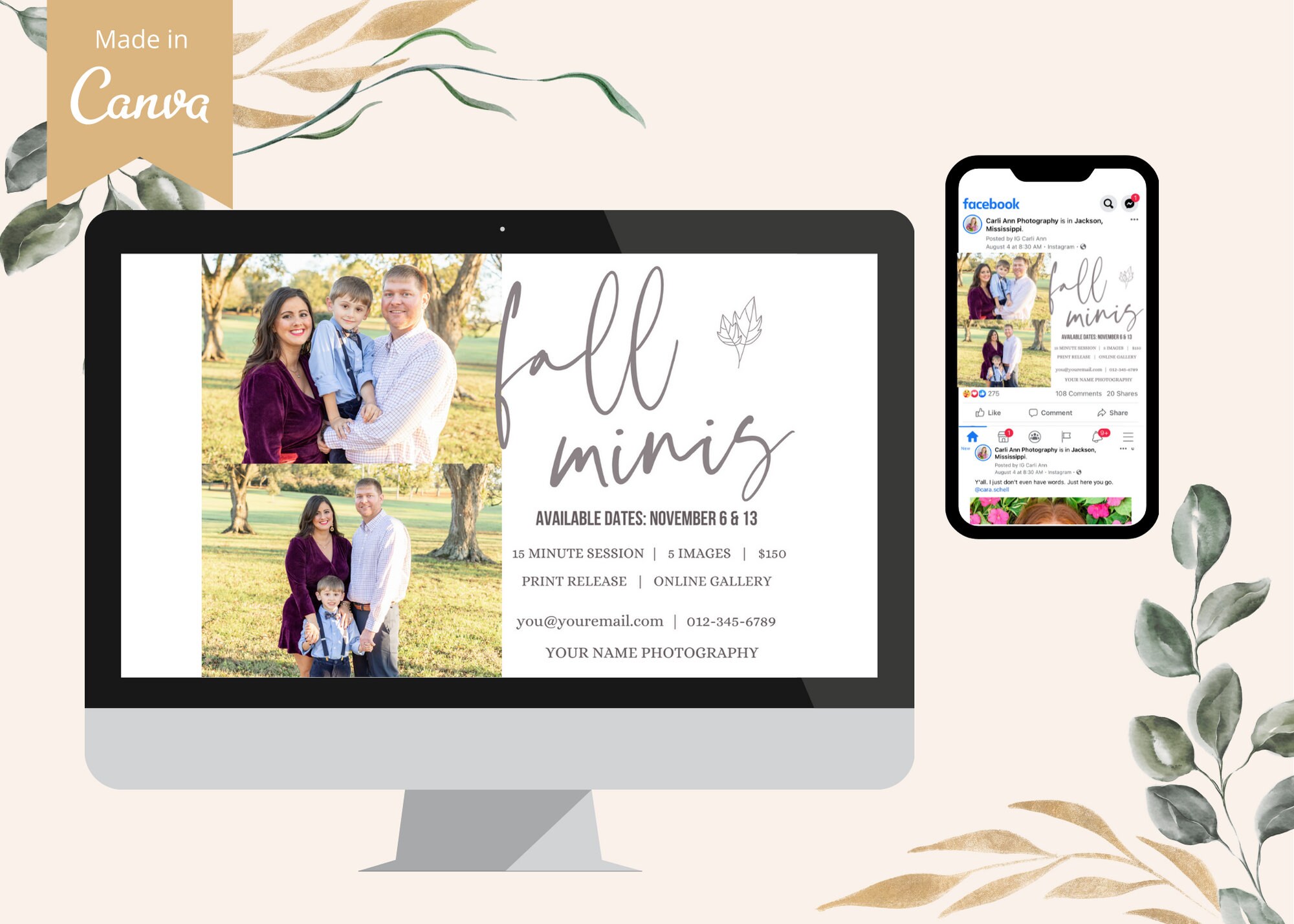 Fall Mini Session Template | Mini Session Template | Fall Minis ...