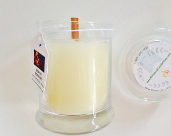 Aromatherapy Candle w/Earthy Essential Oils. Beach Bonfire Scent. White Beeswax. Unique Gift Idea.