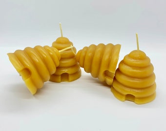 Beehive Votive Candles | Handcrafted Pure Beeswax Candle | Skep Candle | Natural 100% Pure Beeswax Votives | Hypoallergenic | Gifts under 20
