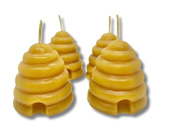 Handgefertigte Votivkerzen aus Bienenwachs (4er-Pack), natürlicher Honigduft