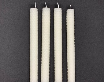 Classic White Taper Beeswax Candles 4-pc | Dinner Taper Candles | Hand-rolled Honeycomb Beeswax Tapers
