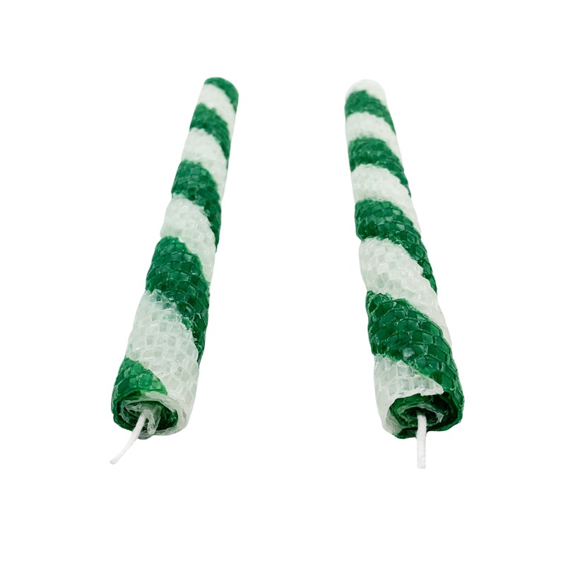 Candy Cane Beeswax Taper Candles Scented with Peppermint Essential Oil image 9