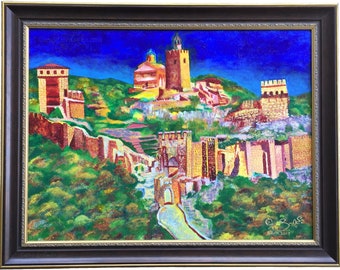 Tsarevets Castle Acrylic on Canvas Painting. Original Art. Landscape Artwork. Historic Places. Bulgarian Art.