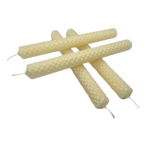 Classic Ivory Taper Beeswax Candles 4-pc Dinner Taper Candles Hand-rolled Honeycomb Beeswax Tapers image 3