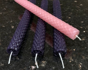 Advent Beeswax 8in Taper Candles | Deep Purple Color | Hand-made Beeswax Taper Candles | Hand Rolled Candles | Natural Advent Candles