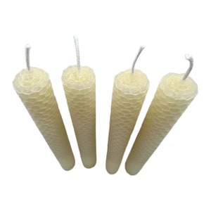 Classic Ivory Taper Beeswax Candles 4-pc Dinner Taper Candles Hand-rolled Honeycomb Beeswax Tapers image 5