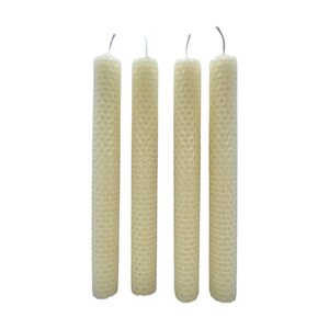 Classic Ivory Taper Beeswax Candles 4-pc Dinner Taper Candles Hand-rolled Honeycomb Beeswax Tapers image 2