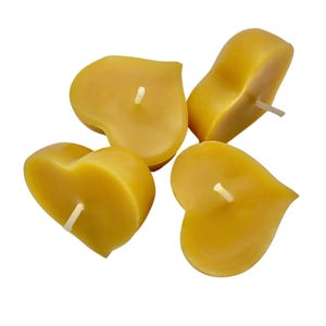 Handcrafted Beeswax Heart Shaped Water Floating Candles (5-Pack), Natural Honey Scent