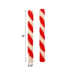 Candy Cane Beeswax Taper Candles Scented with Peppermint Essential Oil image 4