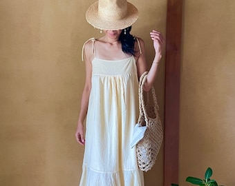 Cotton Strap Dress, Strap Dress, Cotton Slip Dress, Beach Dress, See Through Dress, Nude Pink Dress, Cotton Dress, Slip Dress