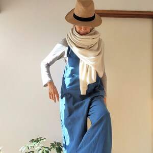 Wide Jumper, White Jumper, Wide Jumpsuits, Indigo Jumper, Cotton Jumpsuits, Indigo Overalls, Cotton Overalls, White Overalls image 8