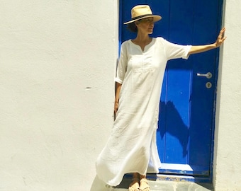 Beach Long Dress/ Beach Kaftan/Resort Dress /Beach Cover Up/Maxi Dress Kaftan/Cotton Dress/White Kaftan/Maxi Dress/Kaftan/Caftan
