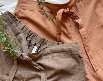 Handspun Handwoven Botanical dyed Loose Pants, Plant Dyed Slow Fashion Easy Pants