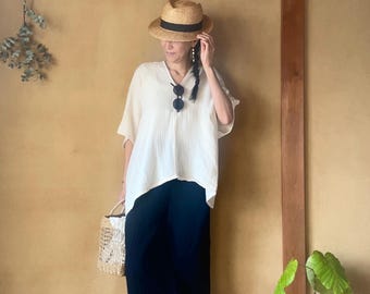 Double Gauze Oversized Tops, Gauze Tops, Oversized Tops, Cotton Oversized Tops, Gauze Poncho