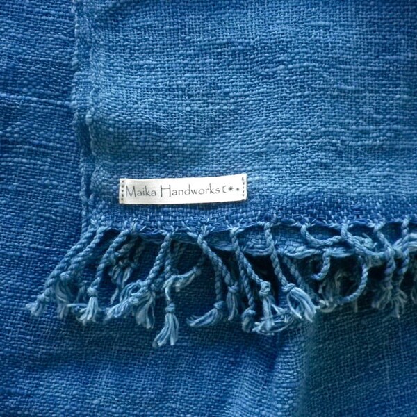 Indigo Handwoven Cotton Shawl / Indigo Shawl / Indigo Scarf / Indigo Handwoven Shawl/  Indigo Cotton Shawl /Indigo Handwoven Textile/