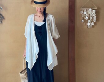 Kimono, Kimono de algodón, Kimono índigo, Kimono bohemio, Cárdigan kimono, Kimono cruzado, Kimono blanco, Cárdigan cruzado, Cubrebaño de yoga