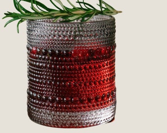 Vintage inspirierte rauchgraue Hobnail Becher 6er Set - moderne Boho Perlen Glaswaren, Rocks Cocktail Party Tassen