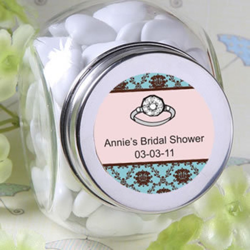 Personalized Glass Jar Bridal Shower Containers Sweets Goodies Rustic Goodie Wedding Favors Bridal Shower Bridesmaid Gift Party Gifts Events