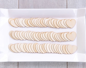 Wooden Hearts for Guest Books - Set of 75 - Blank Natural Wood Heart Cutouts - Drop In Box - Wedding Well Wishes Mementos - DIY Heart Crafts