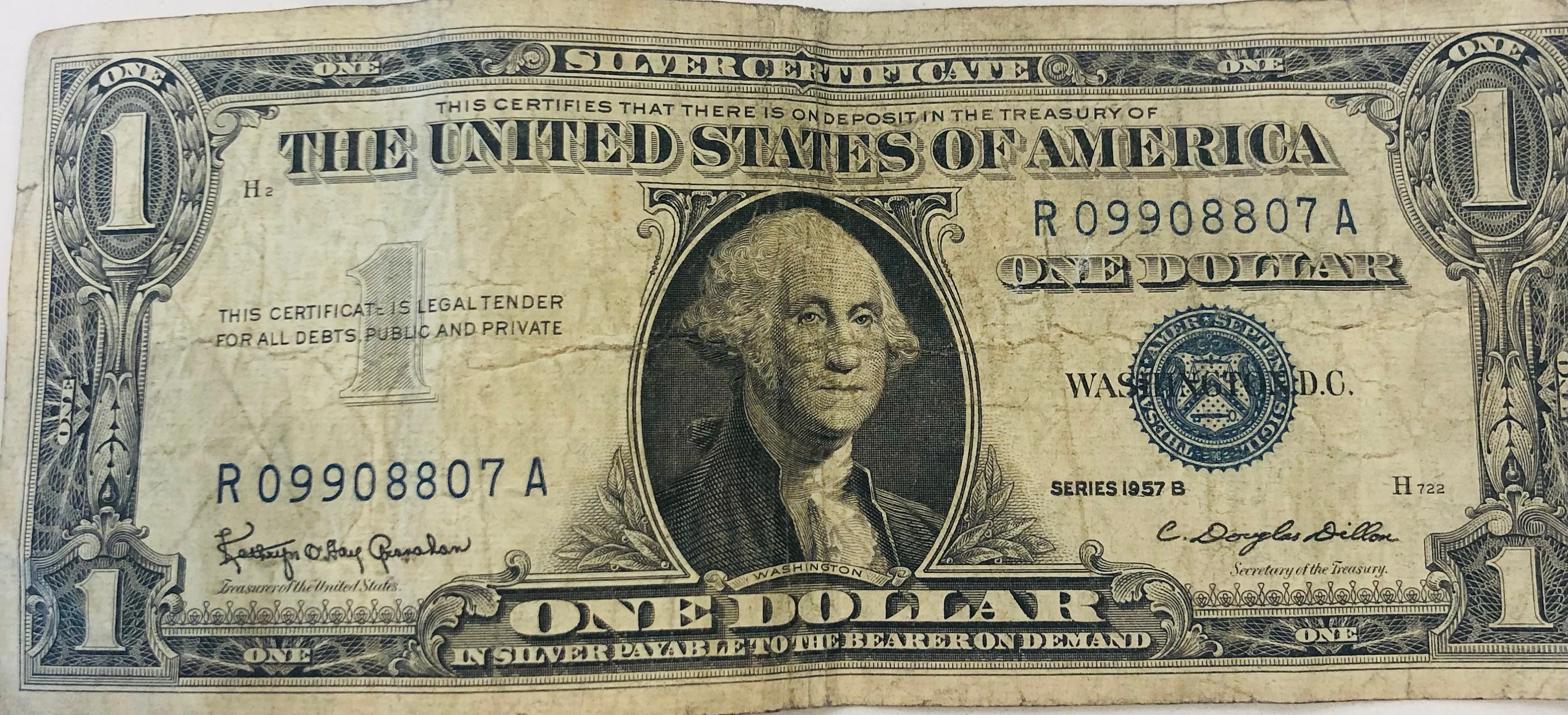 Rare 1957 B Dollar Bill Blue Seal Etsy