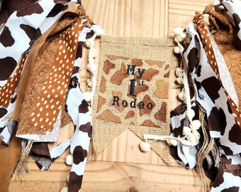 Bannière Mon premier rodéo : guirlande de chaise haute anniversaire cow-boy