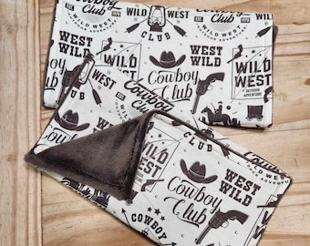 Western Burp Cloth Set, Cowboy Baby Shower Gift, Minky Backed