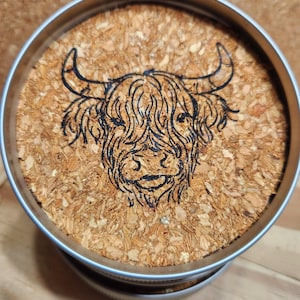 Coasters, highland cow, mason jar lid coasters, cork coasters, home decor, coaster sets, cork coasters, housewarming gift, cow coasters