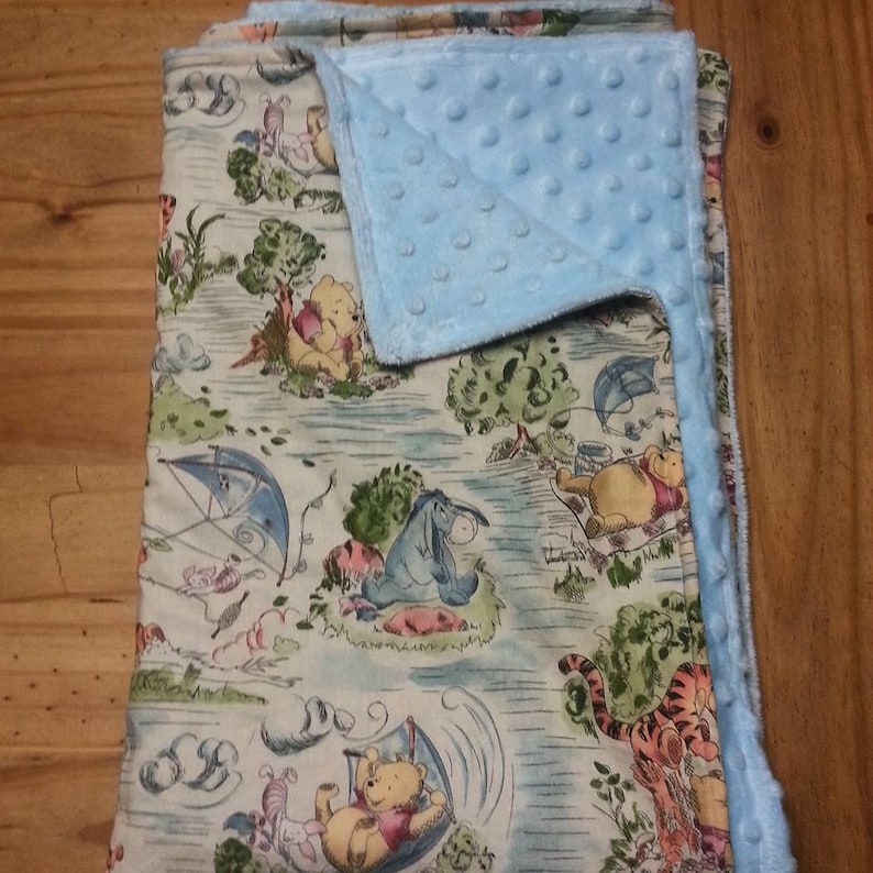 Baby Blanket Pooh Minky Blanket Baby Blanket Baby Mink Etsy