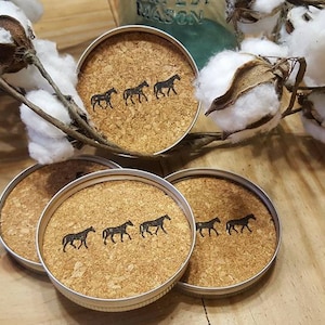 Coasters, Horse Coasters, mason jar lids, mason jar coasters, western decor, rustic decor, cowboy decor, farmhouse decor, home decor, horses