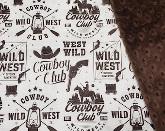 Couverture pour bébé Wild West : couverture Minky Cowboy pour chambre d'enfant (42 x 34)