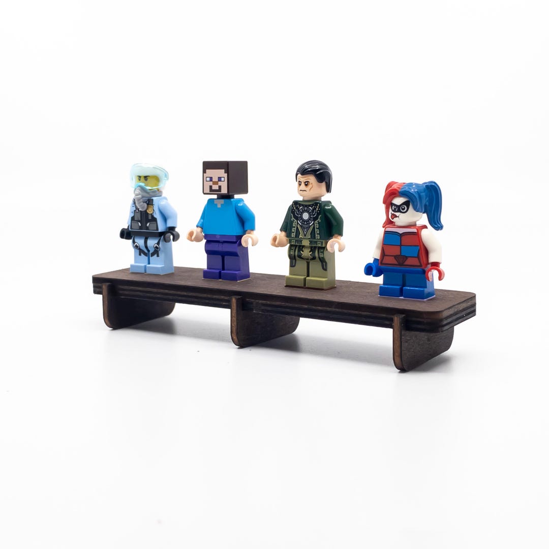 Minifig Stand Dark Oak for 4 Minifigures - Etsy