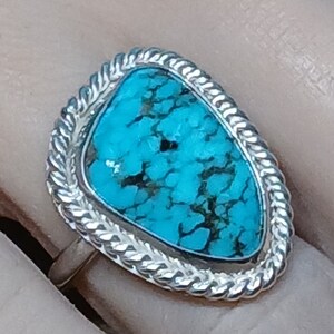 American Turquoise And Sterling Silver Ring, One Of A Kind Ring, Handcrafted Ring, Freeform Ring, Rare Turquoise
