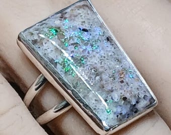 Louisiana Opal And Sterling Silver Ring, One Of A Kind Ring, Handcrafted Ring, Jewelry Art, Wearable Art, Made In USA