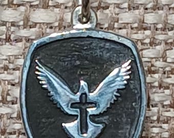 Sterling Silver Dove And Cross Pendant, One Of A Kind Pendant, Handcrafted Pendant, Jewelry Art, Wearable Art, Made In USA