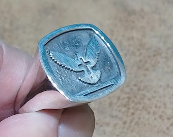 Sterling Silver Holy Spirit Dove Ring, One Of A Kind Ring, Handcrafted Ring, Jewelry Art, Wearable Art, Made In USA