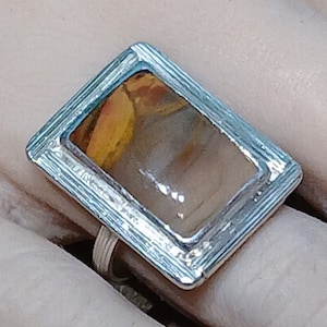 Agate And Sterling Silver Ring, Handcrafted Ring, Artisan Ring, One Of A Kind Ring