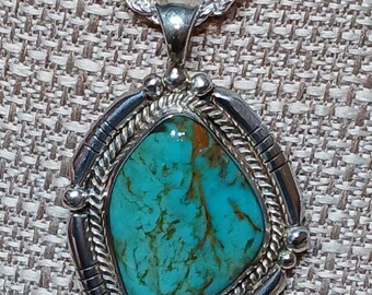 Sonoran Turquoise Pendant, Sterling Silver And Sonoran Turquoise Pendant, One Of A Kind Pendant, Handcrafted Pendant, Artisan Pendant