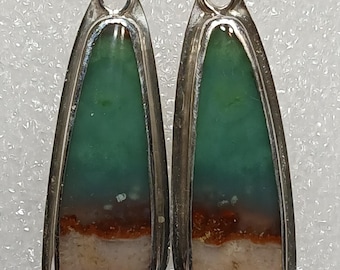 Opalized Wood And Sterling Silver Earrings, One Of A Kind Earrings, Handcrafted Earrings, Jewelry Art, Wearable Art, Made In USA