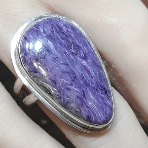 Charoite And Sterling Silver Ring, Handcrafted Ring, One Of A Kind Ring, Artisan Ring