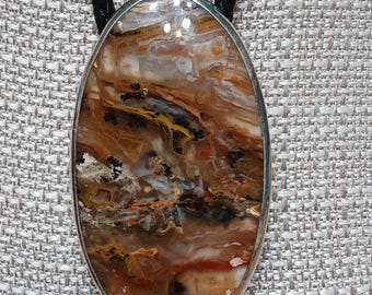 Agate And Sterling Silver Bolo, One Of A Kind Bolo, Handcrafted Bolo, Jewelry Art, Wearable Art, Made In USA