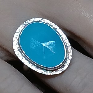 Handcrafted Faceted Blue Chalcedony Ring