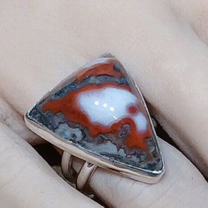 Agate And Sterling Silver Ring, One Of A Kind Ring, Handcrafted Ring, Freeform Ring