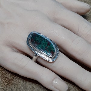Chrysocolla And Sterling Silver Ring, Handcrafted Ring, One Of A Kind Ring, Jewelry Art, Statement Ring