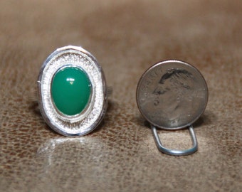 Australian Chrysoprase Ring, One Of A Kind Ring, Artisan Ring, Handcrafted Ring, Sterling Silver And Chrysoprase Ring